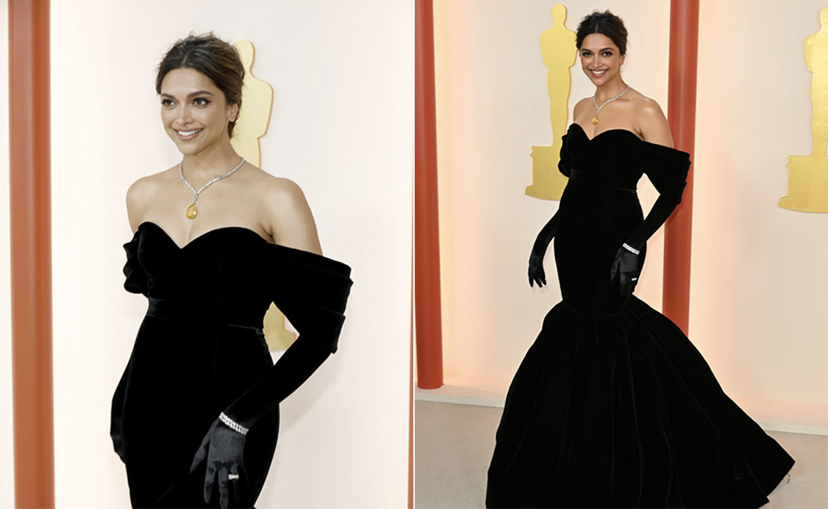 Deepika Padukone Is An Old-World Hollywood Beauty And Grace In An Off-Shoulder Black Louis Vuitton Gown