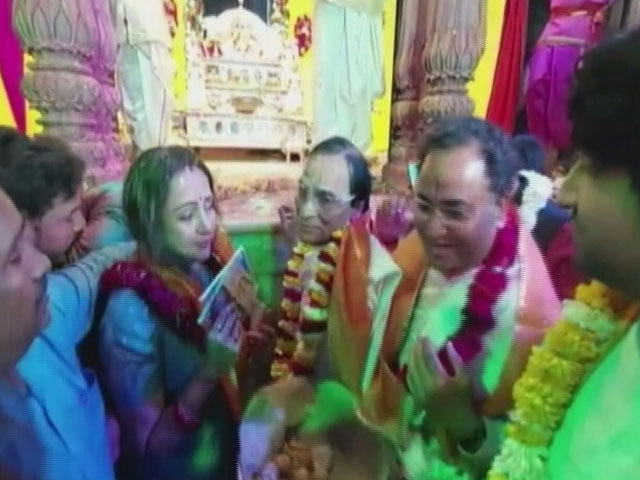 Hema Malini Celebrates Holi In Uttar Pradesh's Mathura