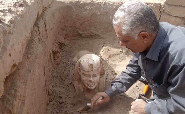 Archaeologists Discover Mini Sphinx With "Smiley Face And Dimples" In Egypt