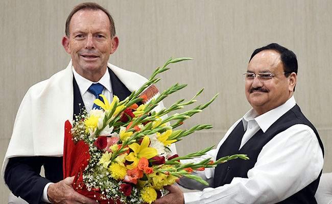 Australia Ex PM Meets BJP Chief JP Nadda At Party Headquarters