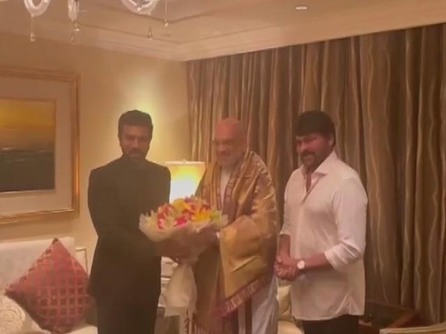 Amit Shah Meets Ram Charan, Chiranjeevi After <i>Naatu Naatu</i> Oscars Win