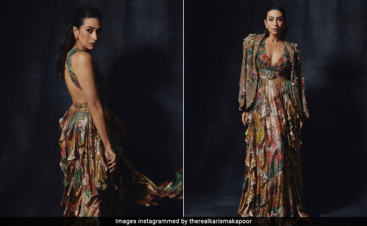 Karisma Kapoor Lit Up The Ramp In A Metallic Mulicoloured Ruffled Dress