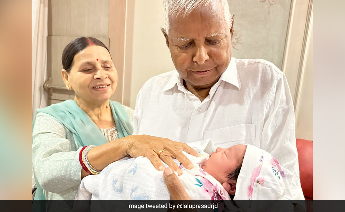 ''Holding Your Baby's Baby'': Lalu Prasad Yadav, Rabri Devi Share Pics With Their Newborn Granddaughter