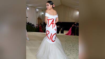 US Congresswoman Alexandria Ocasio-Cortez Under Investigation For "Tax The Rich" Met Gala Dress US Congresswoman Alexandria Ocasio-Cortez Under Investigation For "Tax The Rich" Met Gala Dress
