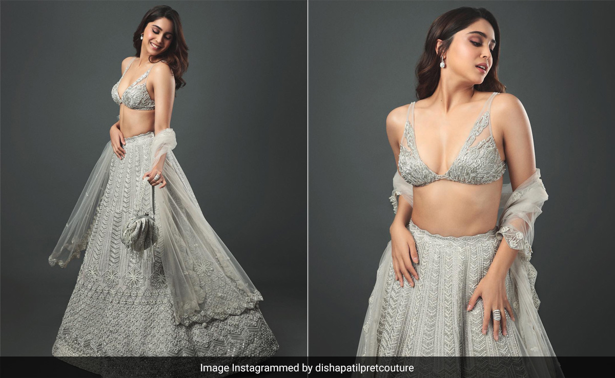 Sharvari Wagh's Blingy Silver Lehenga Came With An Embroidered Silver Bralette Blouse And Sheer Dupatta