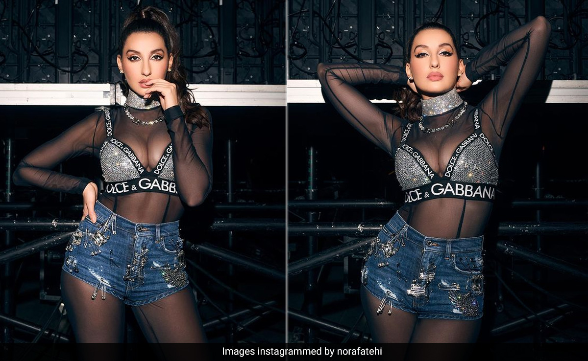 Nora Fatehi In A Glitzy Crop Top And Denim Shorts Can Uptown Funk You Up