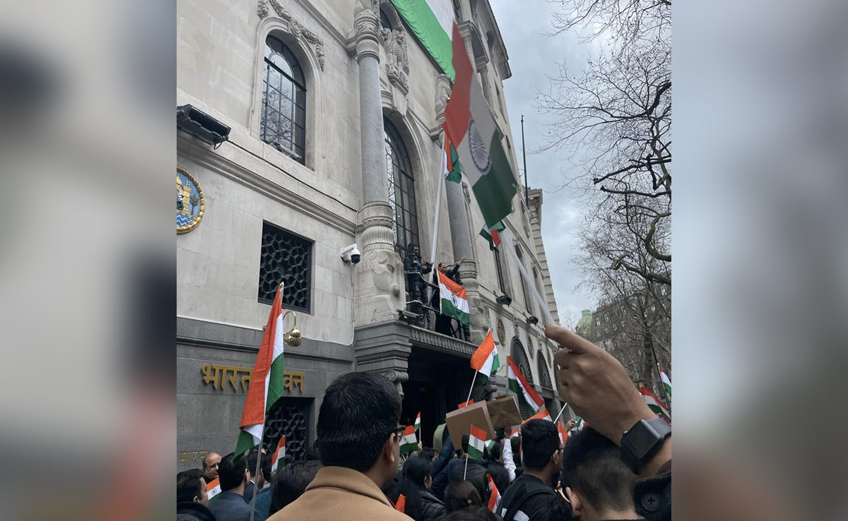 Support March At India's UK Embassy After Protest By Khalistani Supporters