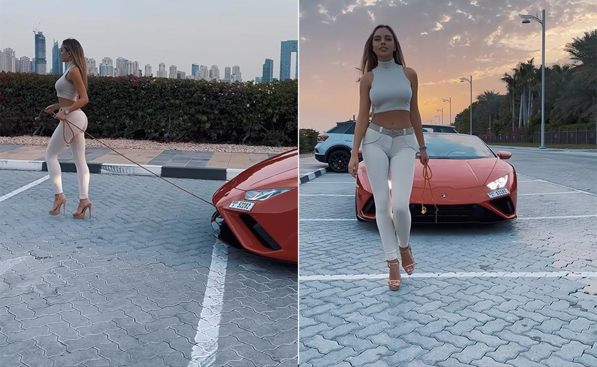 VIDEO:'शौक बड़ी चीज़ है' पालतू डॉगी की तरह महंगी गाड़ी को पट्टा पहनाकर सैर पर निकली पोलैंड की ये ग्लैमरस मॉडल