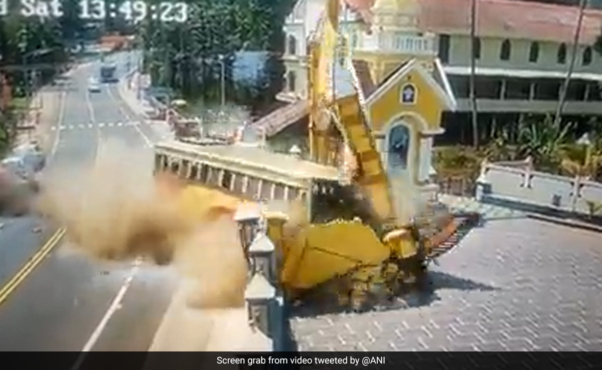 Video: Bus Collides With Car, Crashes Into Church Wall In Kerala