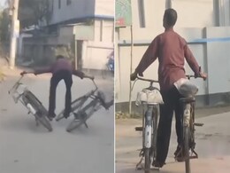 VIDEO: शख्स ने एक साथ दौड़ाई दो-दो साइकिल, जबरदस्त स्टंट देख लोगों के उड़े तोते! VIDEO: शख्स ने एक साथ दौड़ाई दो-दो साइकिल, जबरदस्त स्टंट देख लोगों के उड़े तोते!