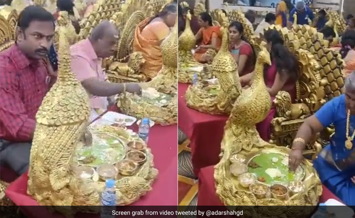 शादी में मेहमानों ने सिंहासन पर बैठकर राजा-महाराजाओं की तरह शाही अंदाज़ में खाया खाना, देखकर दंग रह गए लोग