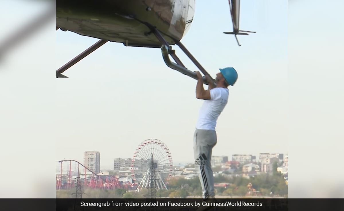 Watch: Man Breaks Guinness World Record, Does 32 Pull-Ups From Helicopter In 1 Minute