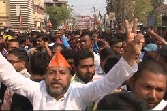 BJP Supporters Celebrate As Early Leads Show BJP Ahead In Tripura BJP Supporters Celebrate As Early Leads Show BJP Ahead In Tripura