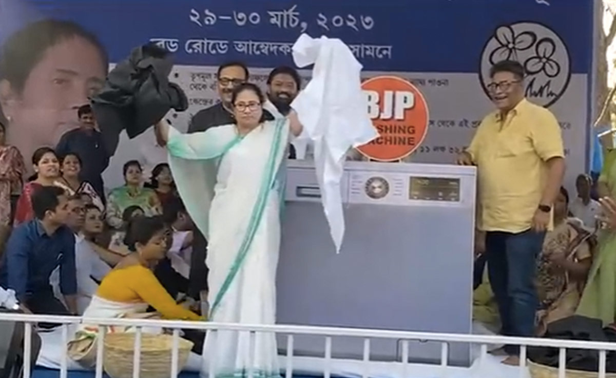 Watch: Mamata Banerjee's Laundry Day With "BJP Washing Machine"