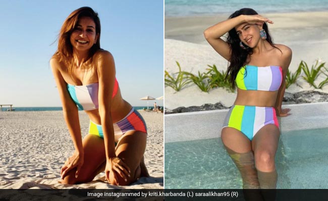 Kriti Kharbanda And Sara Ali Khan Love Their Striped Swim Set And So Do We