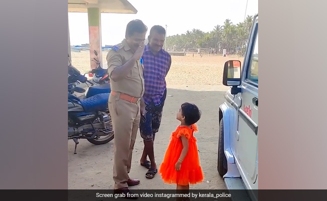 Video Shows Little Girl Greeting Kerala Cop With A Salute, Smiles Guaranteed