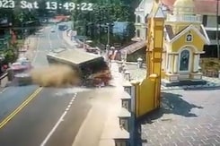 Video: Bus Collides With Car, Crashes Into Church Wall In Kerala Video: Bus Collides With Car, Crashes Into Church Wall In Kerala