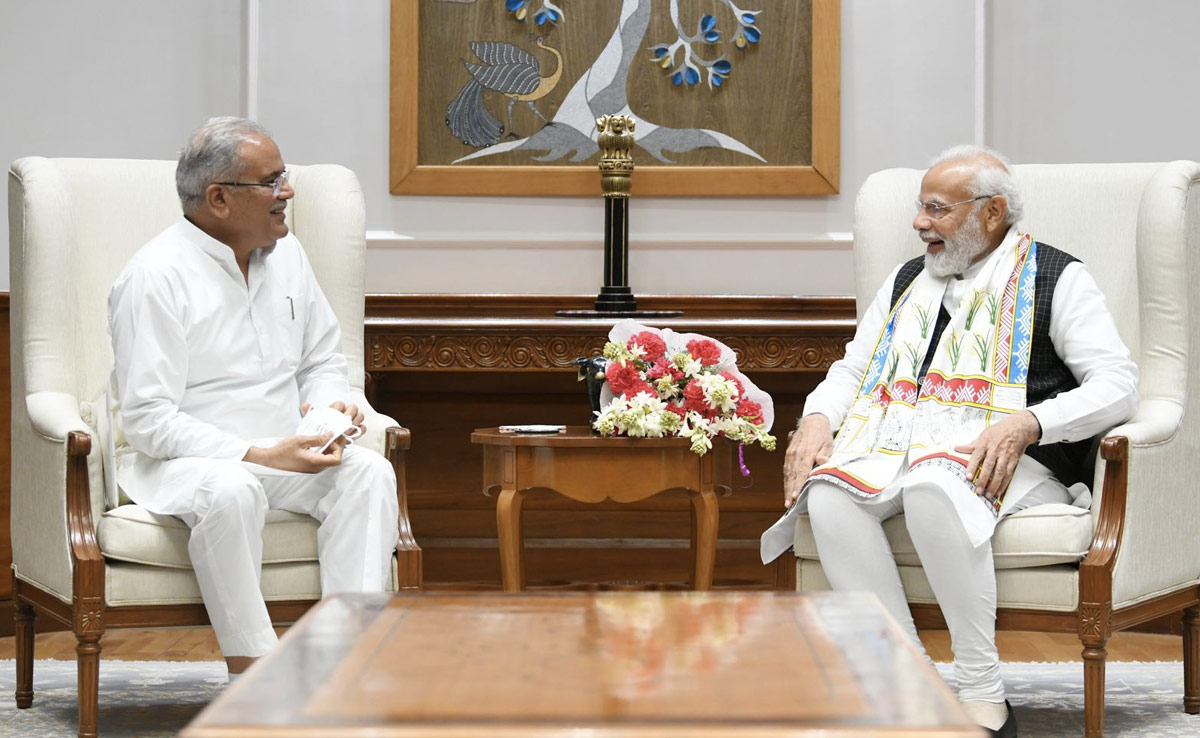PM मोदी से छत्तीसगढ़ के CM भूपेश बघेल ने की मुलाकात,  जल्द जनगणना की उठाई मांग