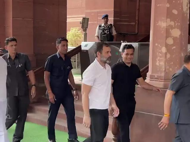 Rahul Gandhi Visits Congress Office In Parliament House Complex