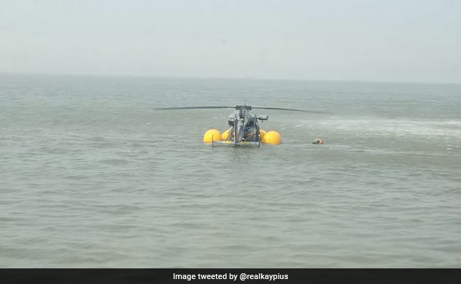 Watch: Navy Helicopter Deploys Floating Device After Emergency Landing Off Mumbai Coast