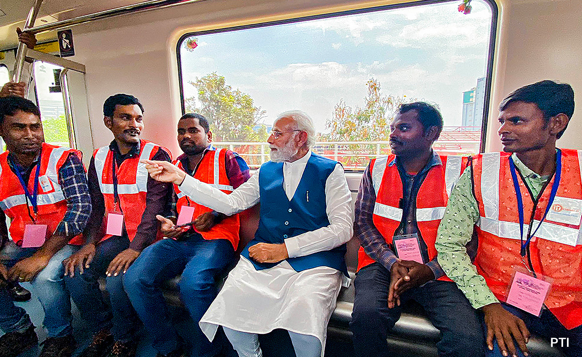 PM Modi Inaugurates New Metro Line In Bengaluru Ahead Of Karnataka Polls