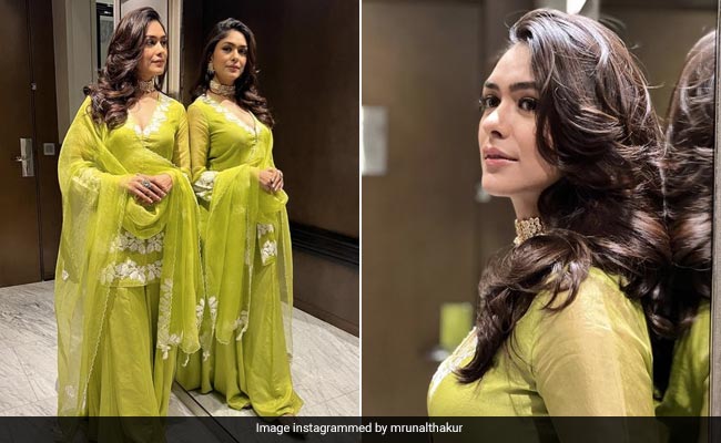 Mrunal Thakur's Green <i>Sharara</i> Set Fits The Summer Ethnic Code Perfectly