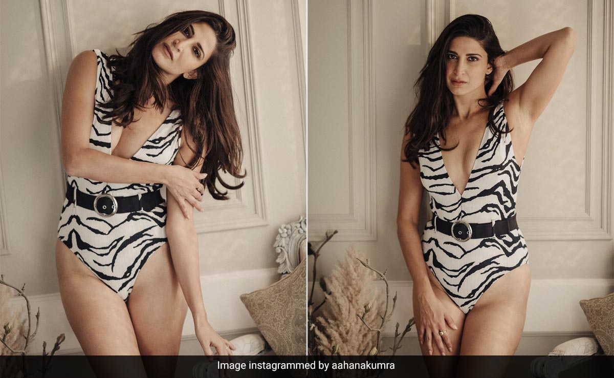 Aahana Kumra Is Taking A Walk On The Wild Side In A Chic Zebra Print Bodysuit With A Belt