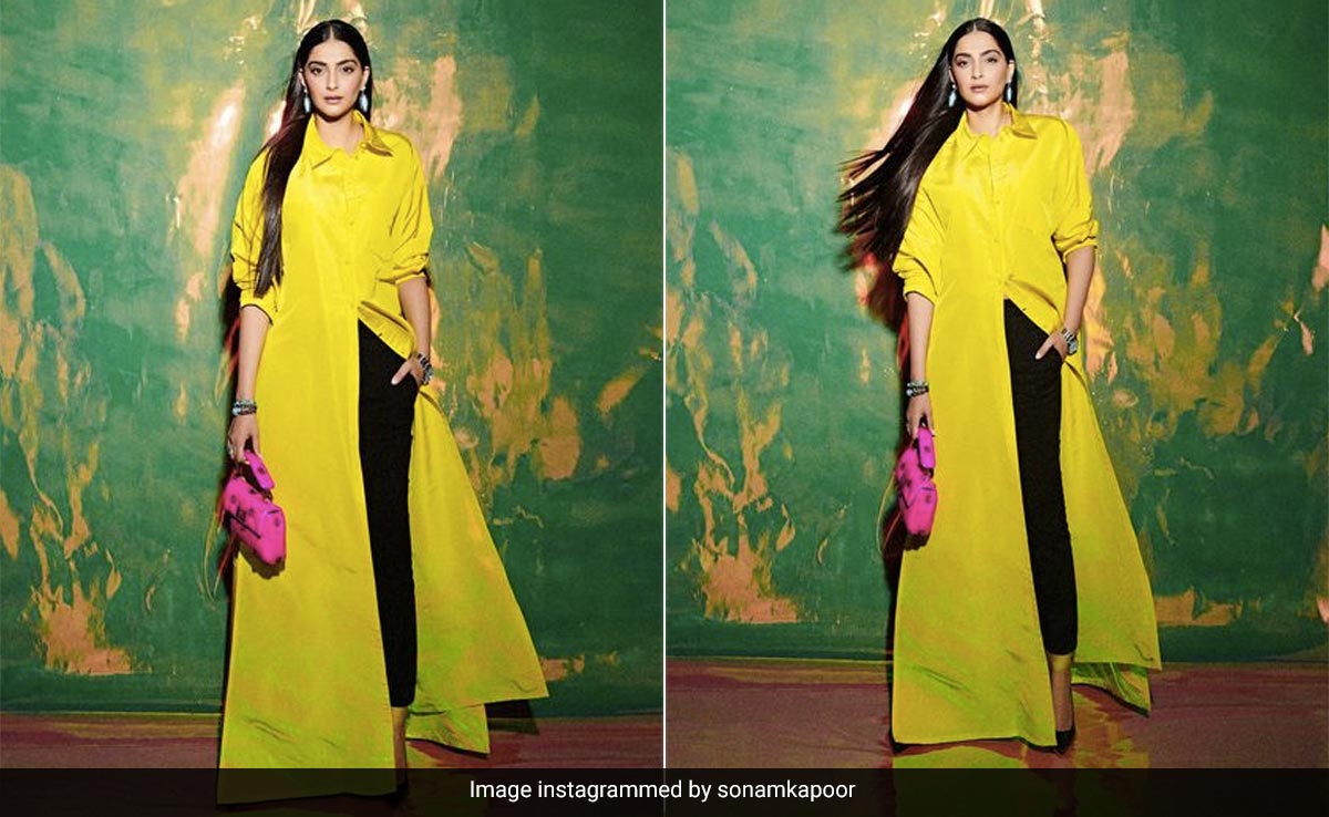 On A "Night Out For Mama" Sonam Kapoor Opts For A Very Chic Double Dose Of Neon