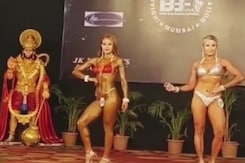 Congress vs BJP Over Women Bodybuilders Posing In Front Of Hanuman's Image Congress vs BJP Over Women Bodybuilders Posing In Front Of Hanuman's Image