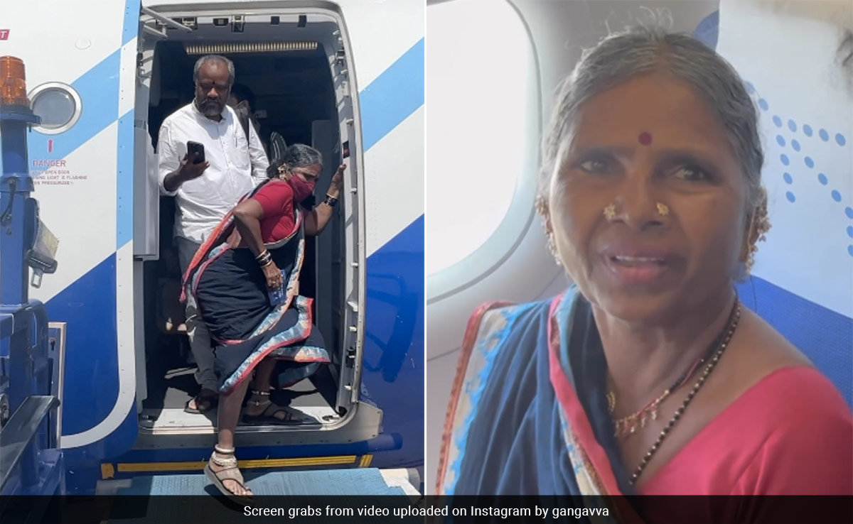 Watch: Telangana Farmer-Turned-YouTuber Milkuri Gangavva Takes Her First Flight At 62