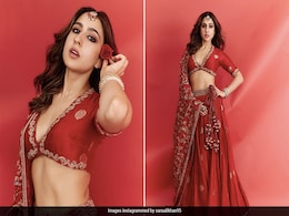 Sara Ali Khan's Cherry Red Embroidered <i>Lehenga</i> Is Equal Parts Traditional And Modern Sara Ali Khan's Cherry Red Embroidered <i>Lehenga</i> Is Equal Parts Traditional And Modern