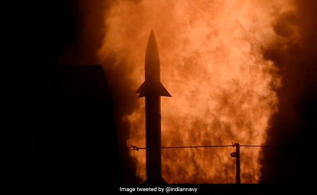 Navy Successfully Tests Fires Medium Range Missile From INS Visakhapatnam