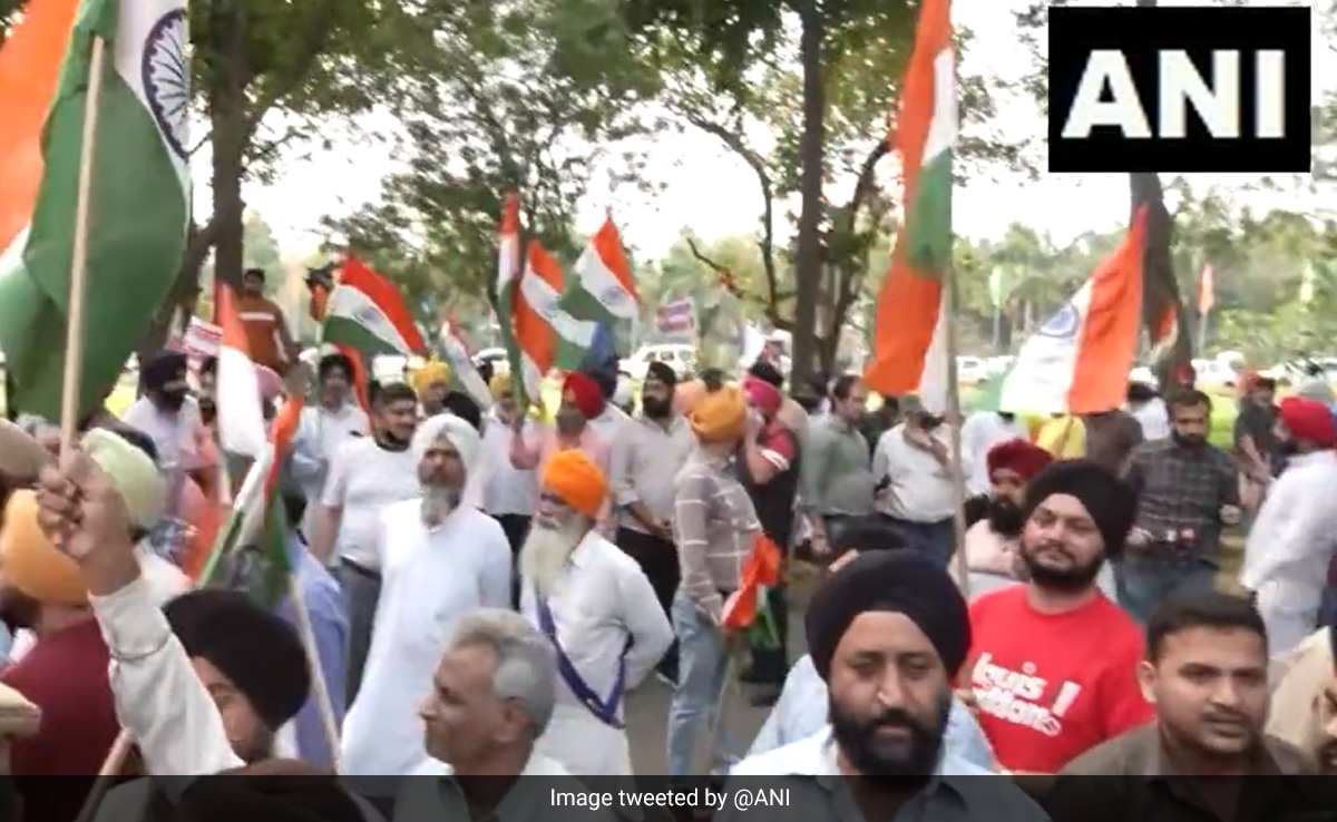 At UK High Commission In Delhi, Sikhs Protest London Tricolour Incident