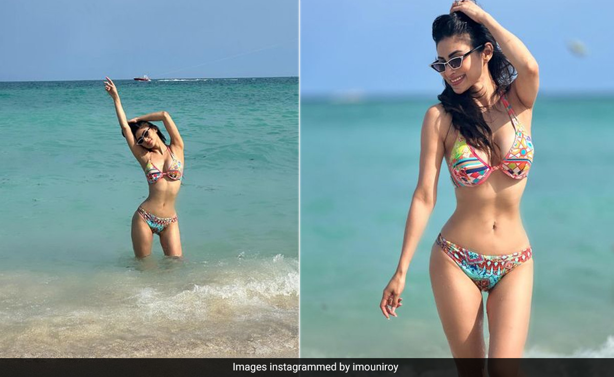 Mouni Roy's Colourful Beach Moment Looks Stylish In Her Printed Swim Set