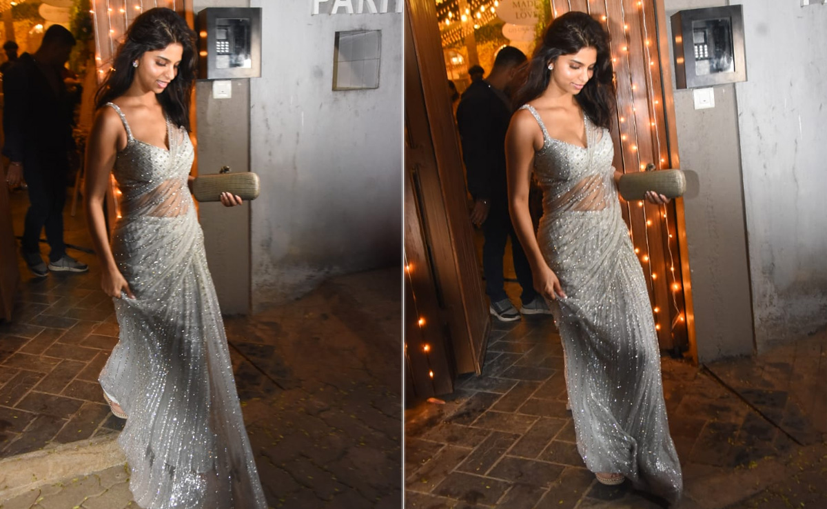 If You Thought Suhana Khan's Dresses Were The Real Deal, Wait Till You See Her In A Sequinned <i>Saree</i>
