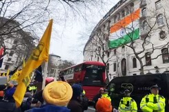 Bigger National Flag Drapes Mission In UK Amid Pro-Khalistan Protest Bigger National Flag Drapes Mission In UK Amid Pro-Khalistan Protest