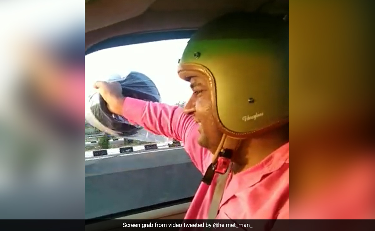 Watch: Man Hands Over Free Helmet To Bike Rider On Agra- Lucknow Expressway