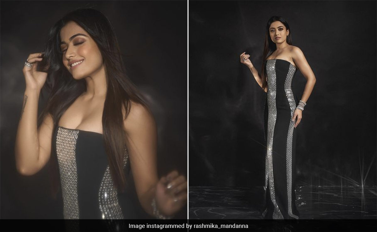 Rashmika Mandanna Asks If Her Black And Silver Panelled Column Gown "Was Ok". Here's What We Think
