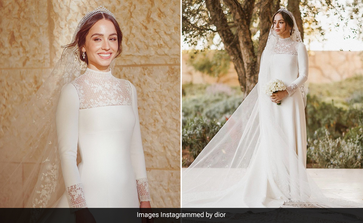 Princess Iman Is A Beautifully Modest Bride In A White Lace Dior Wedding Dress For Her Royal Wedding