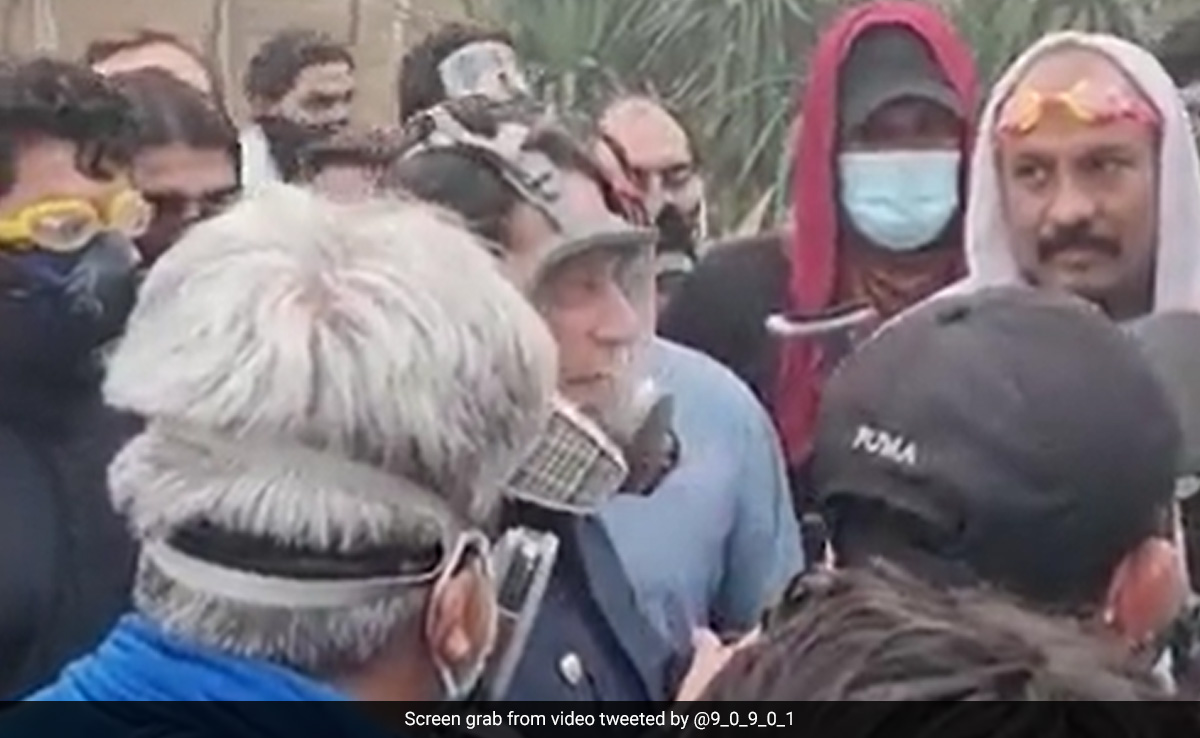 Watch: Imran Khan In Gas Mask Outside Home As Cops Halt Bid To Arrest Him
