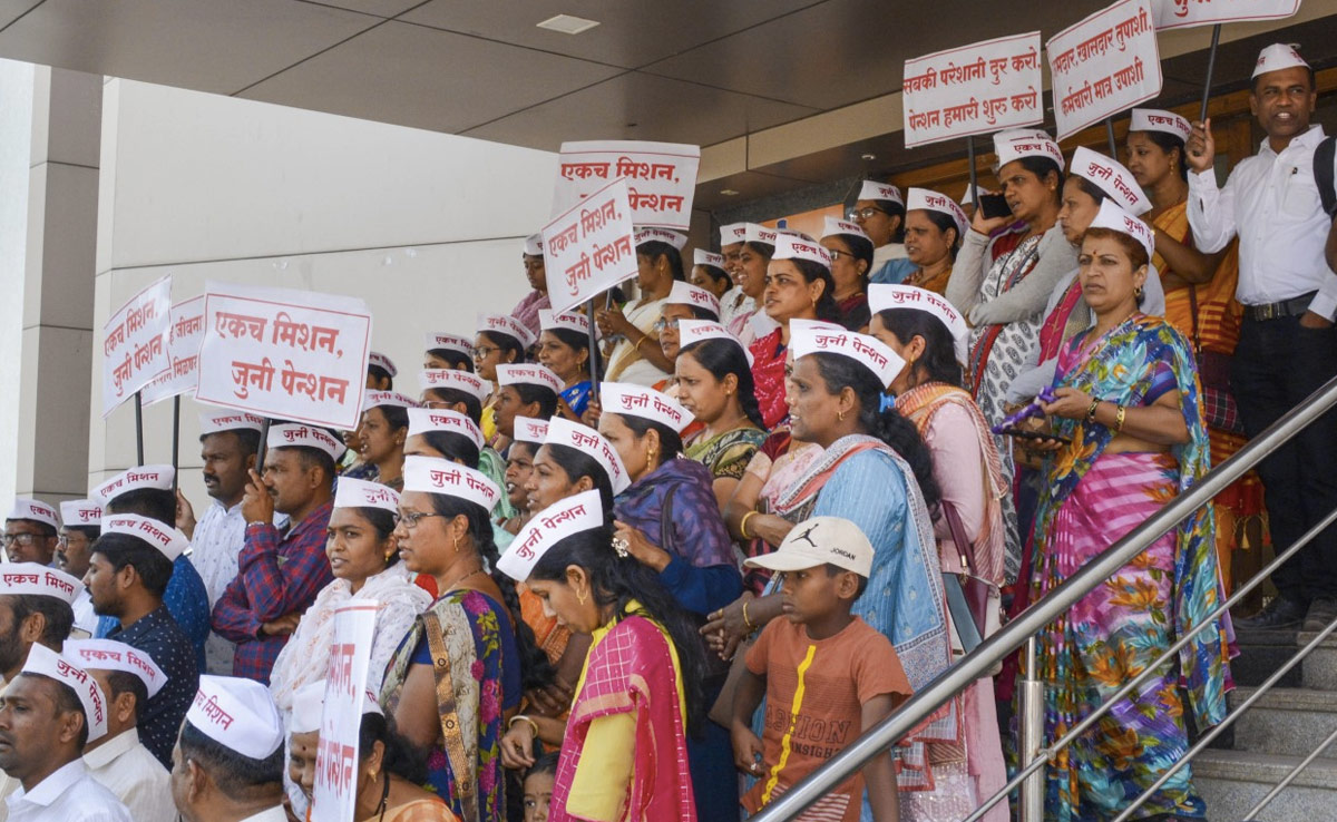 Maharashtra Government Employees On Indefinite Strike Over Old Pension Scheme