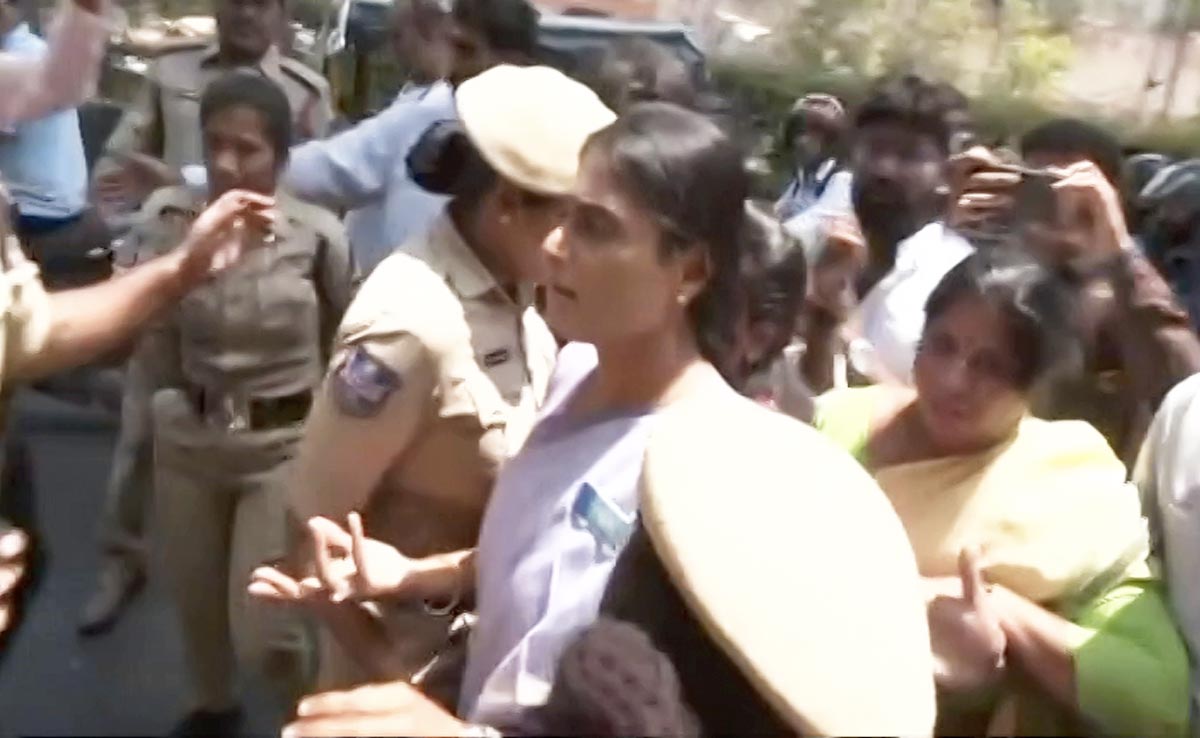 Telangana Leader YS Sharmila Detained From Protest Against Exam Paper Leak