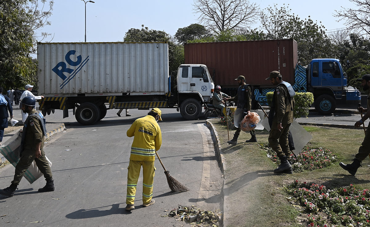 Shipping Containers Outside Imran Khan's House To Prevent Police Action