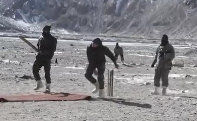 Watch: Indian Army Soldiers Show Off Their Cricket Skills In Galwan Valley