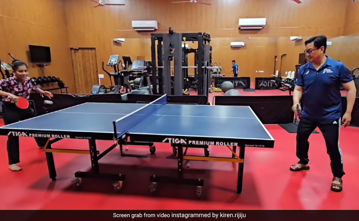 Watch: Law Minister Kiren Rijiju Plays Table Tennis With National Champion Sreeja Akula