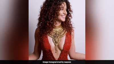 In A Red Gown With A Plunging Neckline, Taapsee Pannu Is Showing Us The  Most Modern Way To Wear Our Gold Heirloom Jewellery