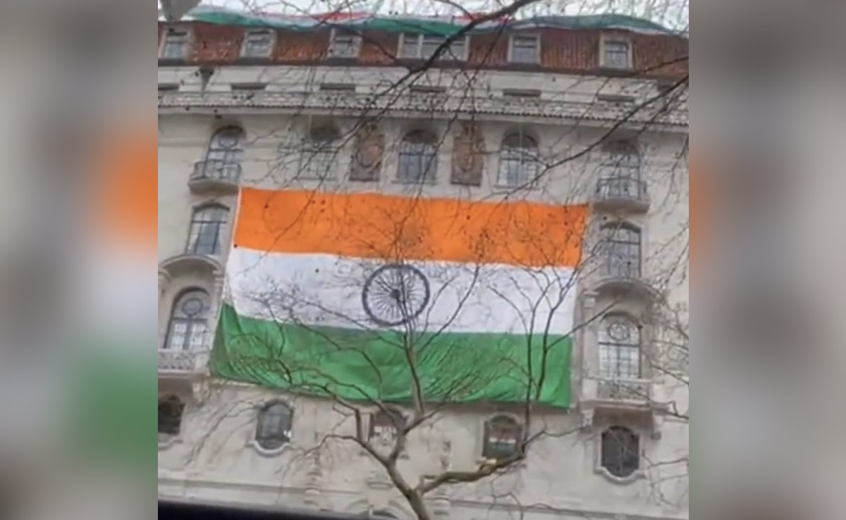 Bigger National Flag Drapes Indian Mission In UK Amid Pro-Khalistan Protest