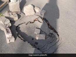 Road Caves In Near Hospital In West Delhi, Traffic Advisory Issued Road Caves In Near Hospital In West Delhi, Traffic Advisory Issued