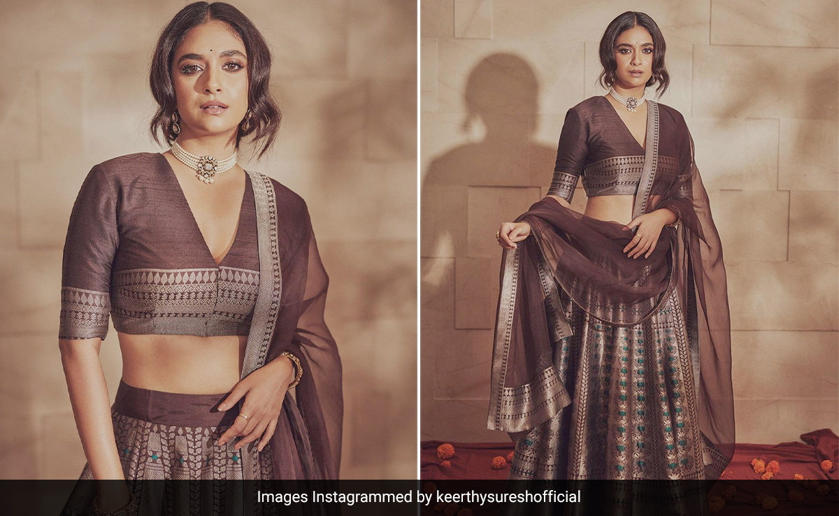 Keerthy Suresh's Muted Brown <i>Lehenga</i> Proves That Modest Ethnic Wear Never Goes Out Of Style