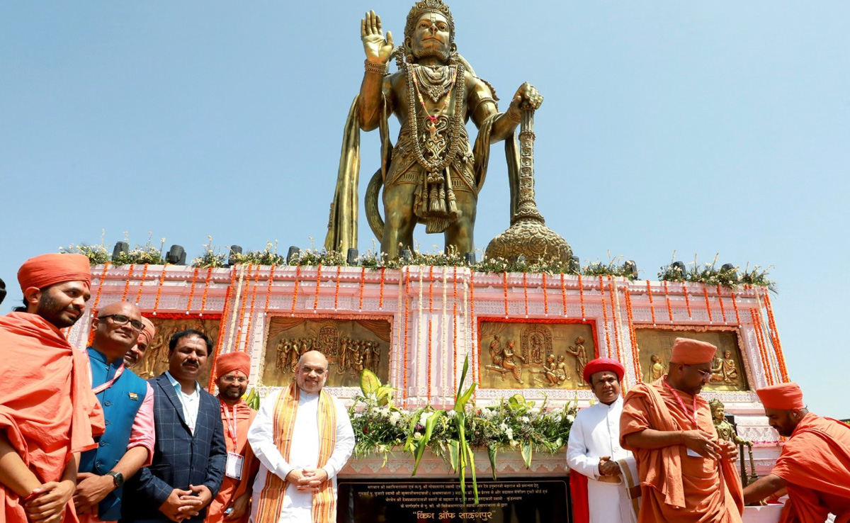Amit Shah Unveils 54-Feet-Tall Statue Of Lord Hanuman At Gujarat ...